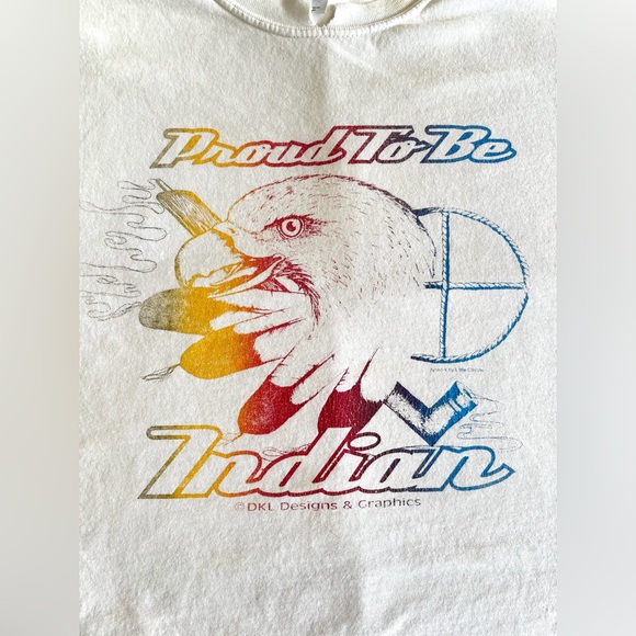 Vintage Proud To Be Indian Indigenous Pride Eagle Feathers Graphic Tee Large - Picture 9 of 10